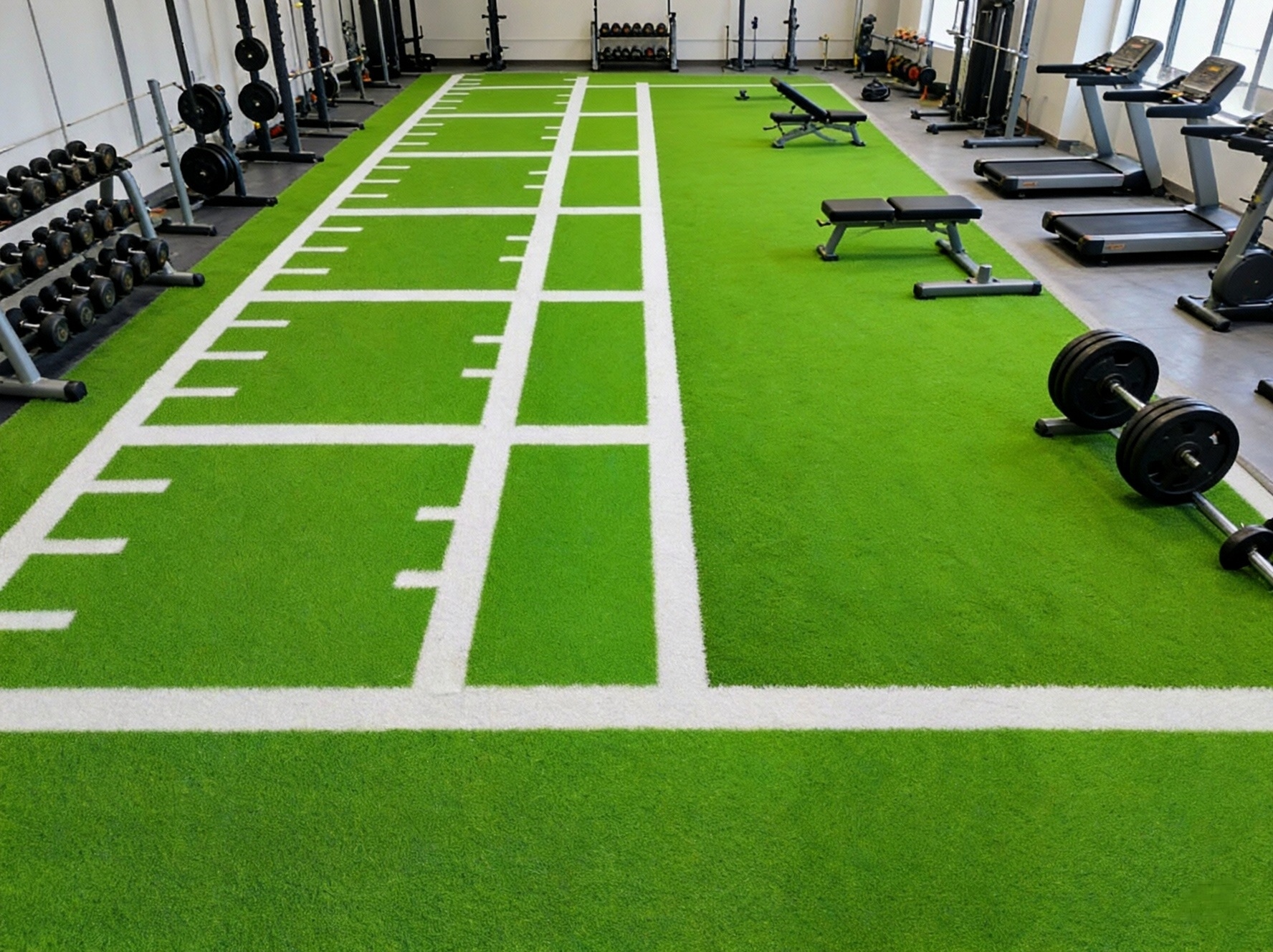 Césped verde para gimnasio